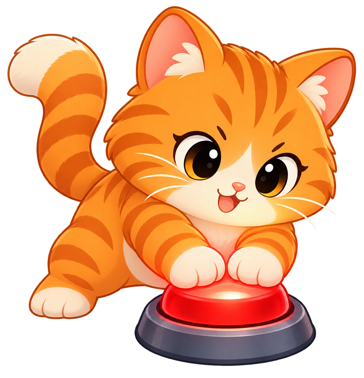 Cat pressing panic button