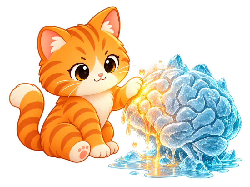 Freeze Cat helping thaw a frozen brain